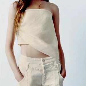 Zara satin asymmetrical tube top